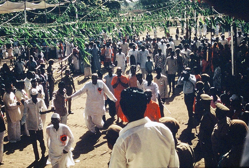 Prana Pratishtha ceremony for the new Brahmeshvar Jyotirshivlang Temple in Kayavarohan—May 3, 1974.