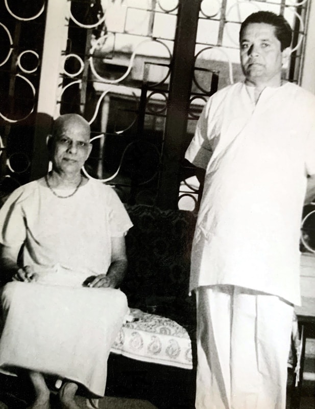 Swami Kripalvananda (Swami Kripalu) with Ramanbhai Patel. Family Home, Vadodara