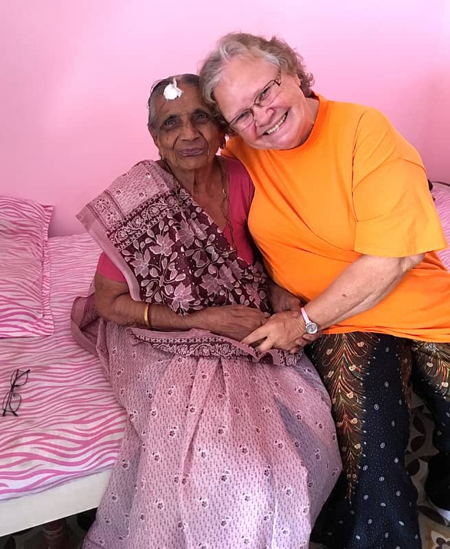 (Left) Damayanti Pushpakant Parikh, mother of Jitesh Parikh. (Right) Leela Bruner, American Sadhaka.